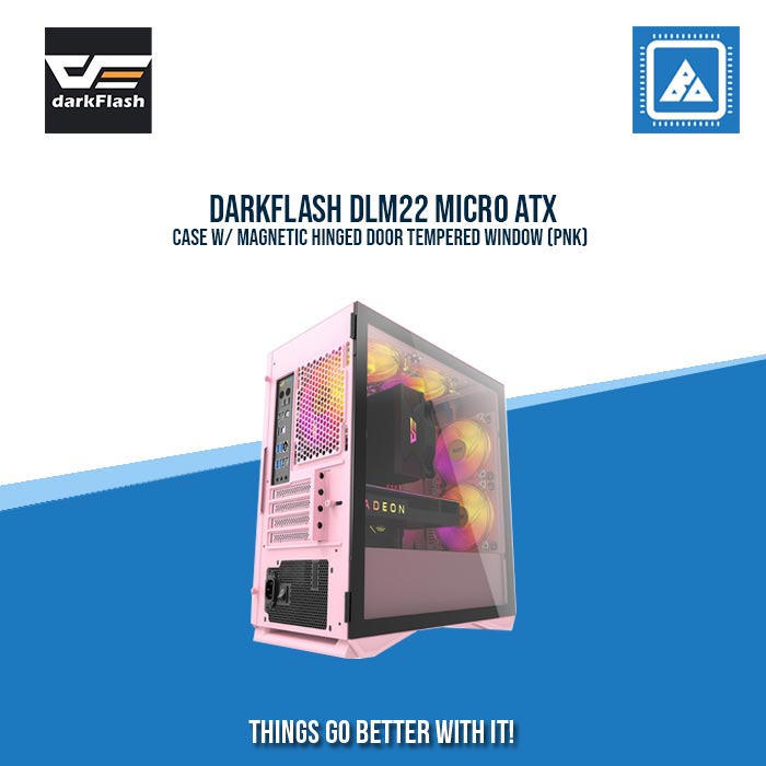 DARKFLASH DLM22 MICRO ATX CASE W/ MAGNETIC HINGED DOOR TEMPERED WINDOW (PNK) DARKFLASH DLM22 MICRO ATX CASE W/ MAGNETIC HINGED DOOR TEMPERED WINDOW (PNK)